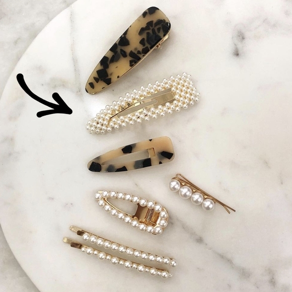 Olive + Piper Pearlized Bead Hair Clips (Set of 2) - Picture 2 of 5